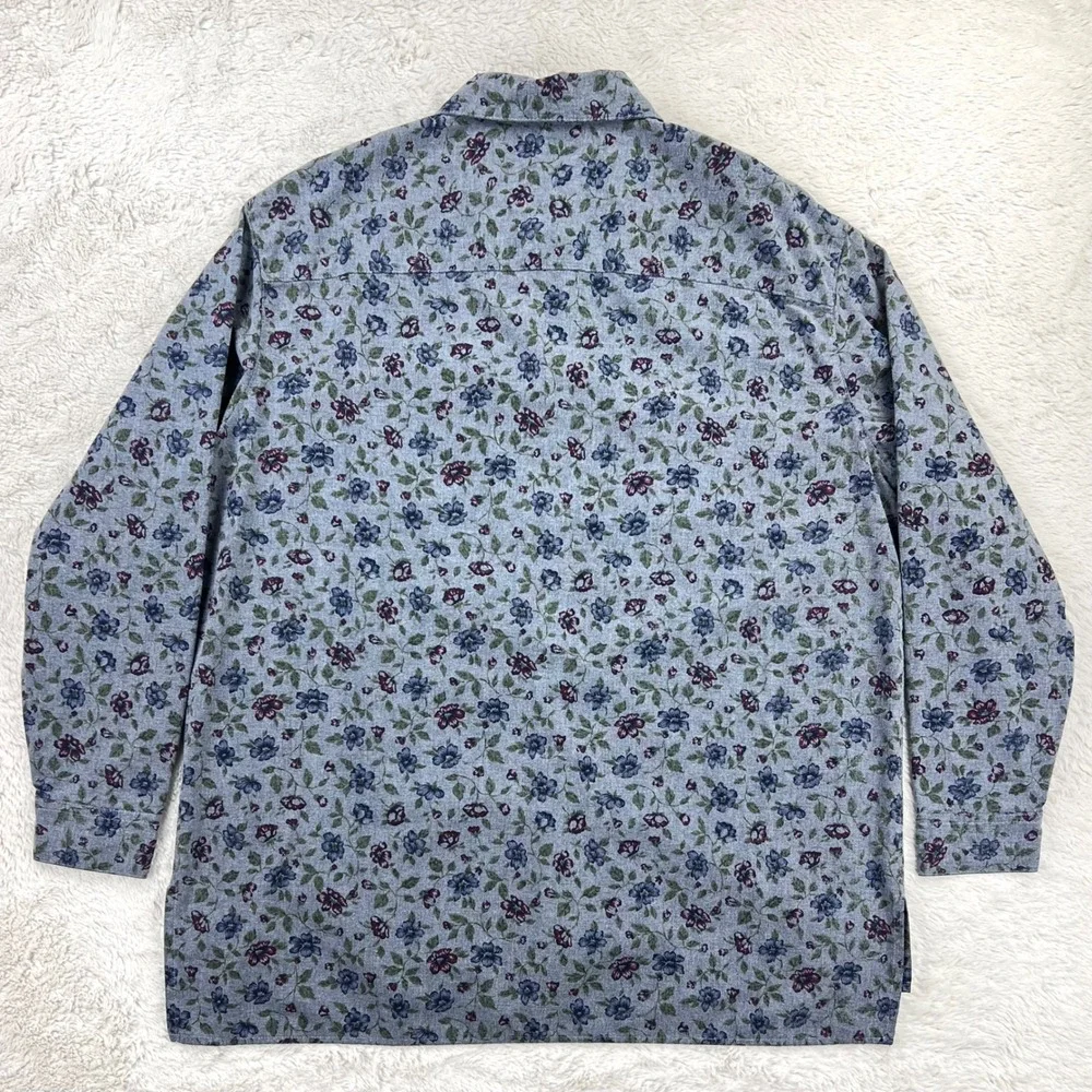 Vintage Girbaud Long Sleeve Shirt Men's LARGE Blue Floral Button Marithe USA 90s - Picture 2 of 8